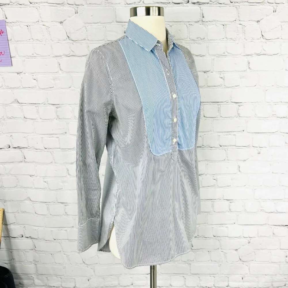🔥2/$10 |•J. CREW•| Pinstriped 1/2 Button Down Shirt Size 4